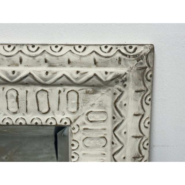 Embossed Geometric Pattern Wall Mirror For Sale In San Francisco - Image 6 of 12