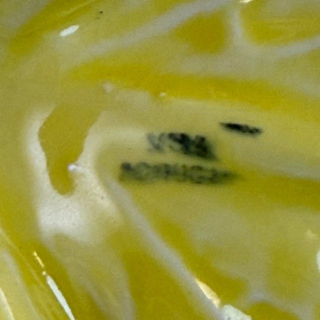 Vintage Portuguese Secla Yellow Cabbageware Divided Relish Plate, 1970s Majolica Pottery For Sale In Richmond - Image 6 of 8