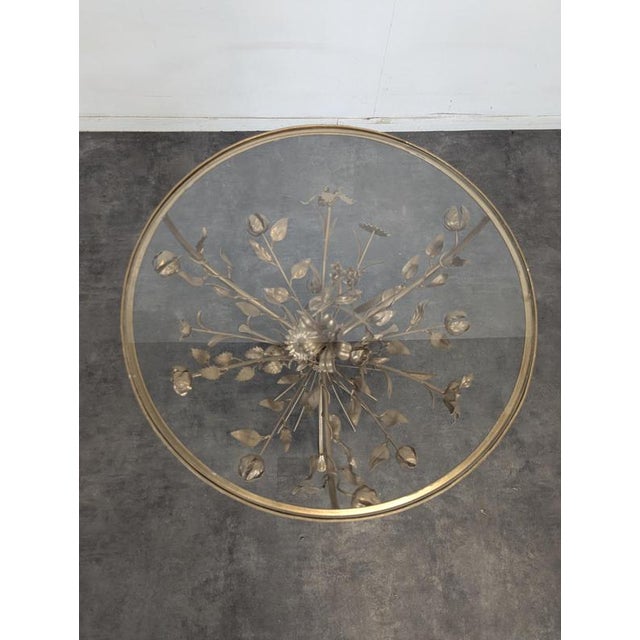 Hollywood Regency Brass and Glass Coffee Table in the style of Hans Kogl For Sale - Image 3 of 7