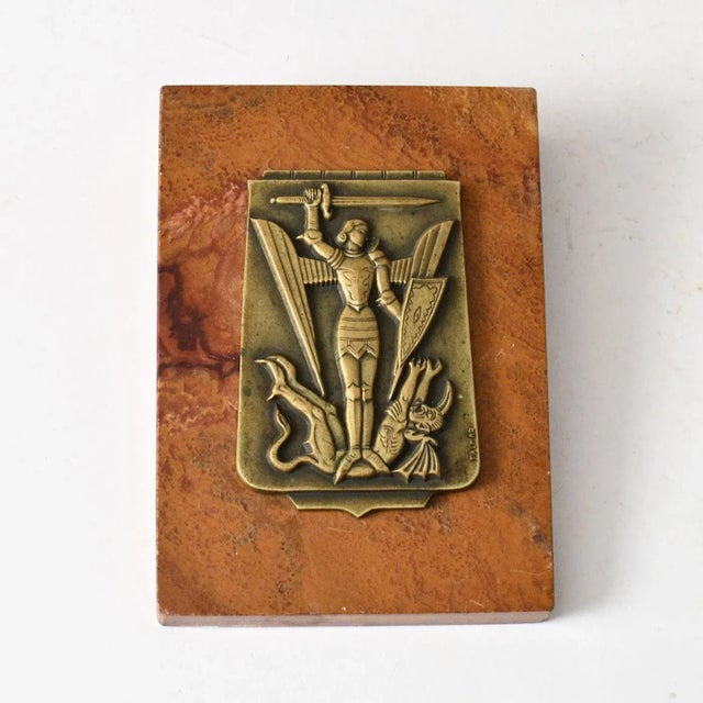 Metal Art Deco Archangel Michael Paperweight by Jacques Talmar, 1940s For Sale - Image 7 of 7