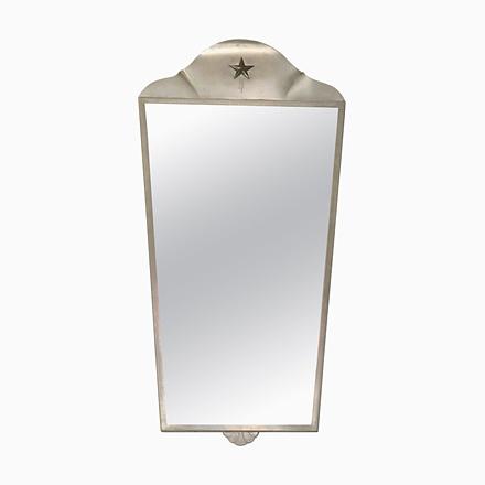 Silver Vintage Swedish Mirror in Pewter with Brass Star Decor, 1920s For Sale - Image 8 of 8