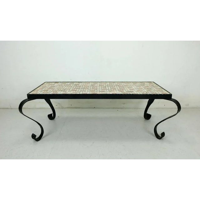 Mosaic Table with Wrought Iron Frame, 1960s For Sale - Image 10 of 10