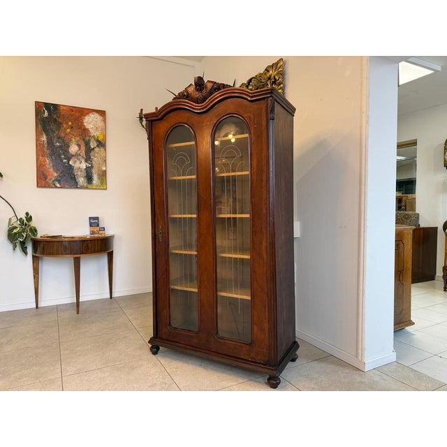 For Sale: Original Old Vienna Gründerzeit Display Cabinet, Bookcase, Collector's Cabinet, Walnut Wood, Height x Width x...