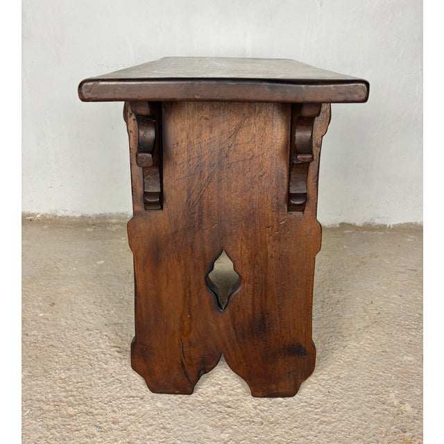 Rustic Rustic Hand-Carved Walnut Stool or Side Table, Early-20th Century For Sale - Image 3 of 12