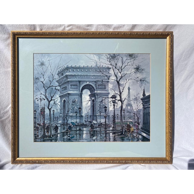 Wood Arc De Triomphe, Paris by Maurice Legendre, French Impressionist Artist, Vintage Print, Exquisitely Framed and Matted Excellent Condition For Sale - Image 7 of 8