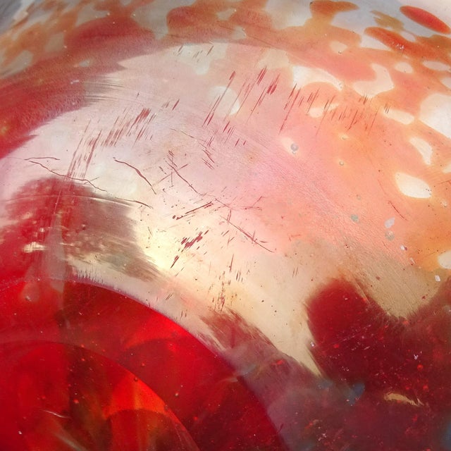 Murano Dino Martens 1950s Orange Spots Iridescent Surface Italian Art Glass Decorative Bowl, as Is For Sale - Image 11 of 11