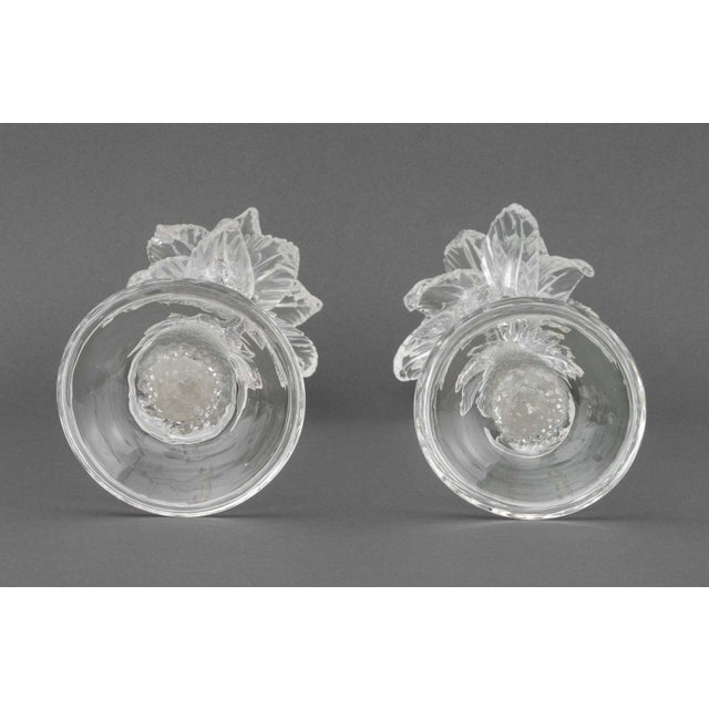 Murano Clear Art Glass Palm Tree Candlesticks, 2 For Sale - Image 10 of 10