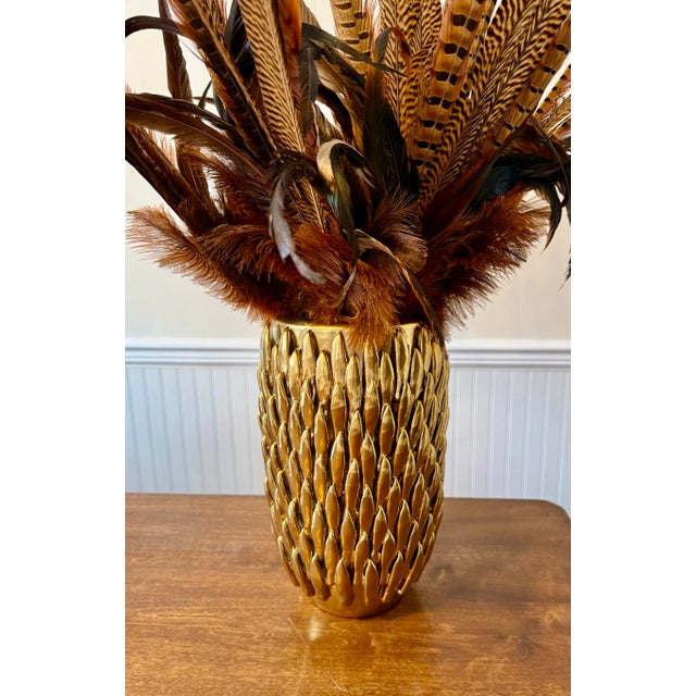 Pheasant Feather Decorative Vase For Sale - Image 10 of 12