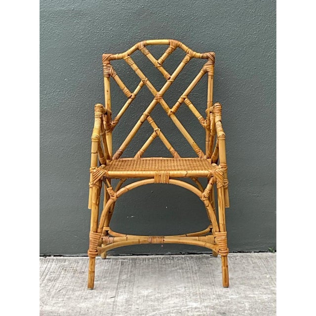 Vintage Chinese Chippendale Rattan Chair For Sale - Image 12 of 12