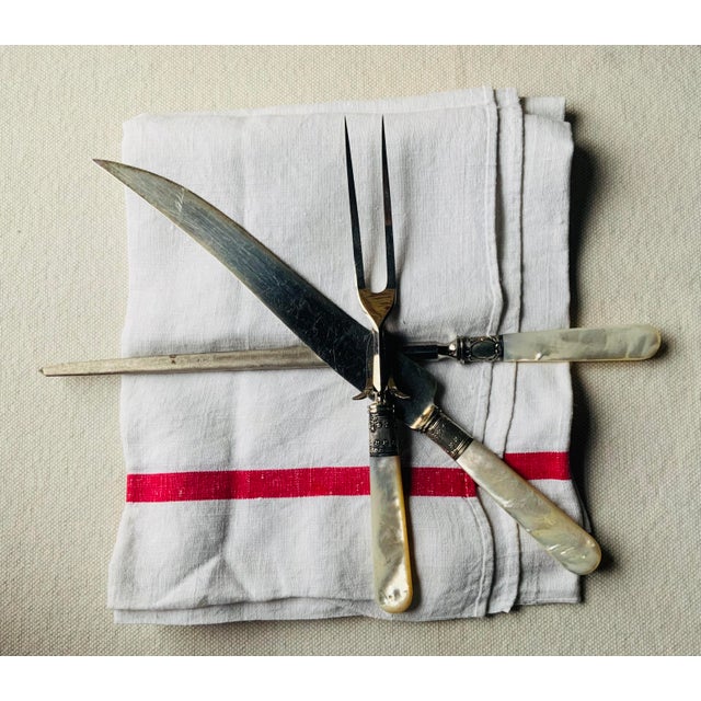 Art Nouveau 1900s Spaulding & Co. Sterling Silver & Mother-of-Pearl Carving Set | Gilded Age | Nantucket Estate For Sale - Image 3 of 18