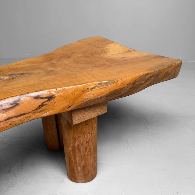 Japanese Organic Live Edge Side Table in Zelkova Wood, 1960s For Sale - Image 9 of 13