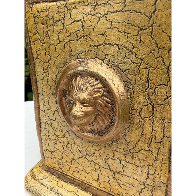Vintage 10” Neoclassical Crackle Glaze Lion Head Covered Terracotta Urn For Sale In Naples, FL - Image 6 of 11