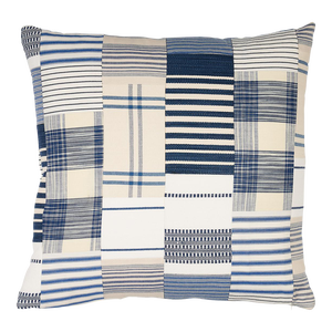 Schumacher Carlisle Patchwork 22" Pillow in Indigo