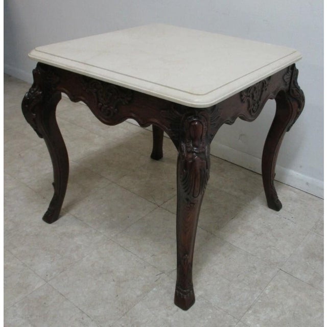 1980s Ralph Lauren Stone Top French Country Hoof End Table Night Stand For Sale - Image 4 of 12