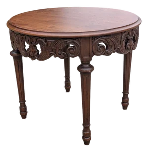 Antique 1930s Italian Style Hand Carved Walnut Lamp Table Renaissance Revival Side Table
