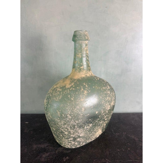 Spanish Hand-Blown Seafoam Glass Vessel With Weathered Patina Finish For Sale - Image 4 of 9