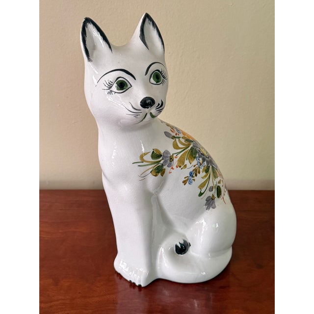 Ceramic Midcentury Italian Ceramic Cat Figure For Sale - Image 7 of 9