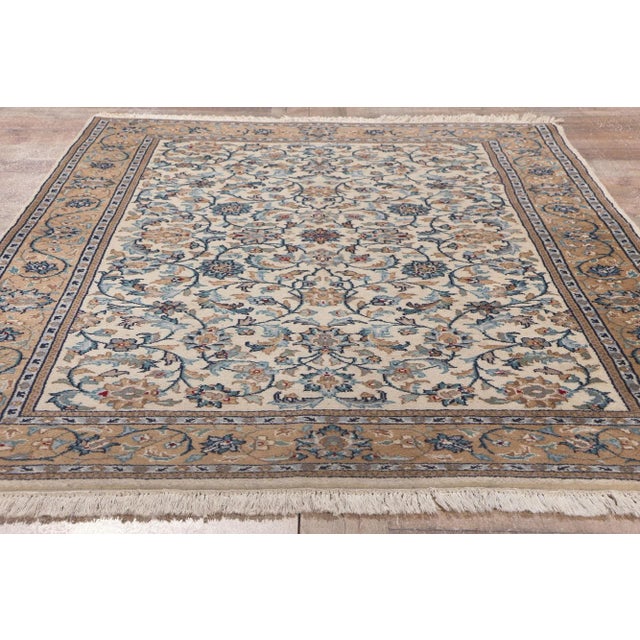 Beige Vintage Indian Kashan Rug - 04'01 X 06'00 For Sale - Image 8 of 9