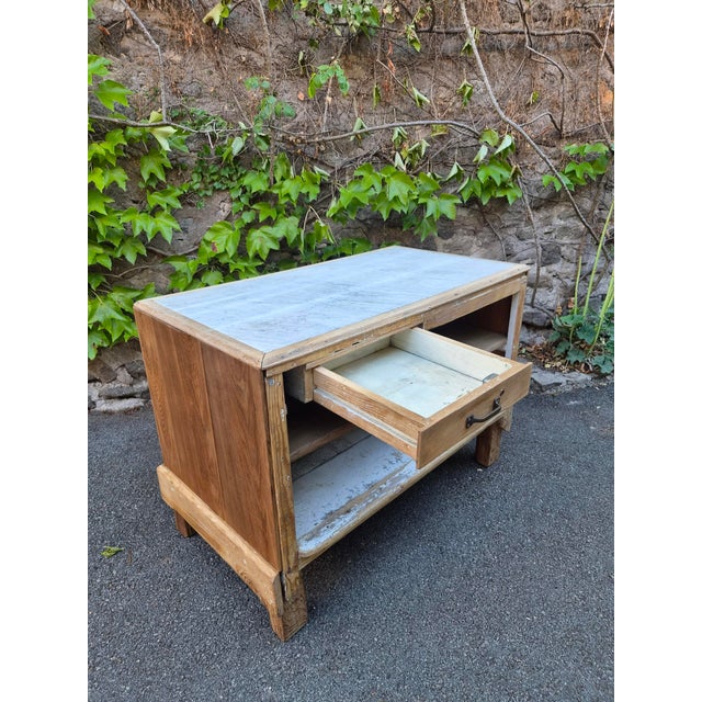 Antique French Patisserie Counter Kitchen Island with Marble Top, 1930 For Sale - Image 4 of 18