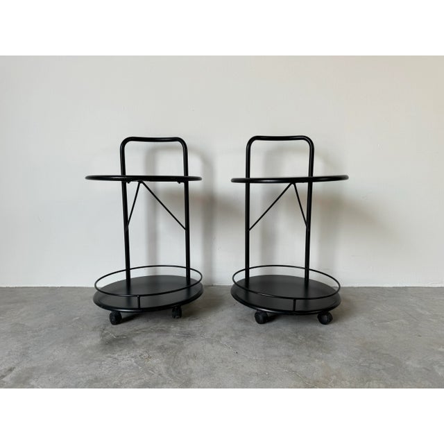 Postmodern Italian Postmodern Bonaldo Casa Two - Tier Rolling Side Tables - A Pair/ Sold For Sale - Image 3 of 12