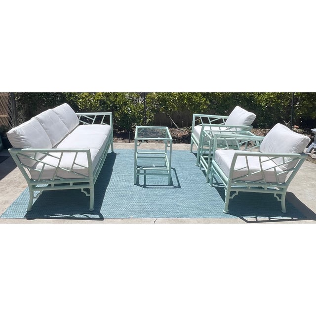 This awesome vintage lounge set by Meadowcraft is stylish and comfortable- perfect for patio, porch or sunroom spaces! The...