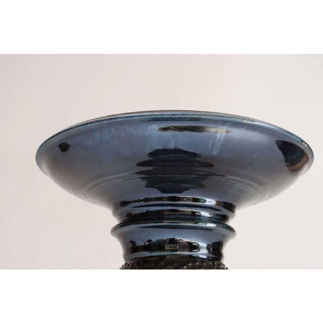 Vintage Studio Pottery Metallic Blue Pedestal / Votive Holder by Deanna Nichols For Sale - Image 10 of 18