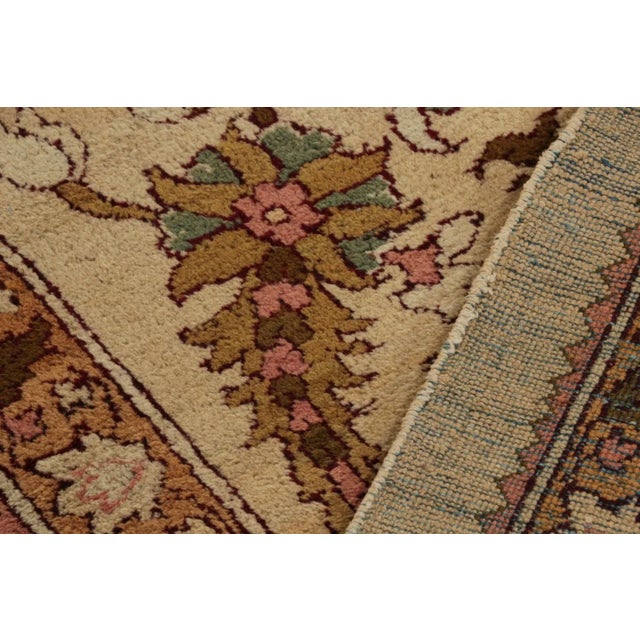 Textile Late 18th Century Antique Agra Rug in Gold With Green and Pink Floral Patterns For Sale - Image 7 of 7