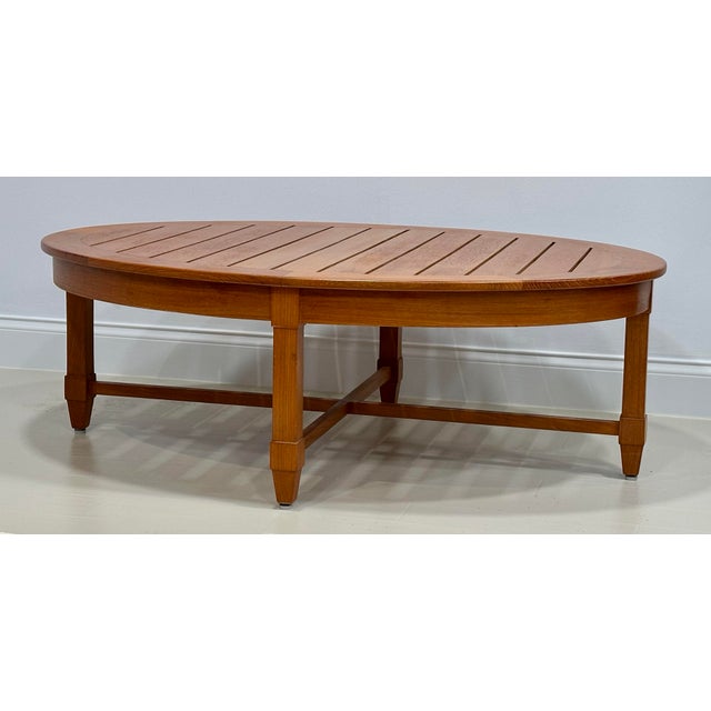 2010s John Hutton for David Sutherland Teak Oval Outdoor Cocktail Table For Sale - Image 5 of 9
