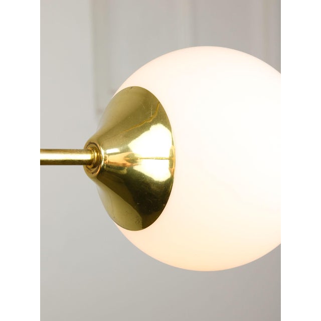 Mid-Century Modern Italian Pendant Light in Brass and Opaline Glass, 1960s For Sale - Image 6 of 17