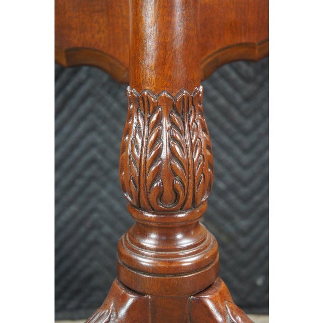 Wood Vintage George II Style American Flame Mahogany Pie Crust Tilt Top Tea Table For Sale - Image 7 of 13