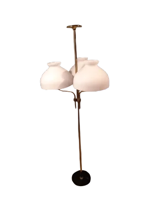brass and Opaline Glass Model LTA3B 3-Light Floor Lamp by Ignazio Gardella for Azucena, 2000s