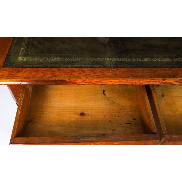 Antique Victorian 6 Drawer Oak Partners Writing Table Desk C1850 19th Century For Sale - Image 12 of 18