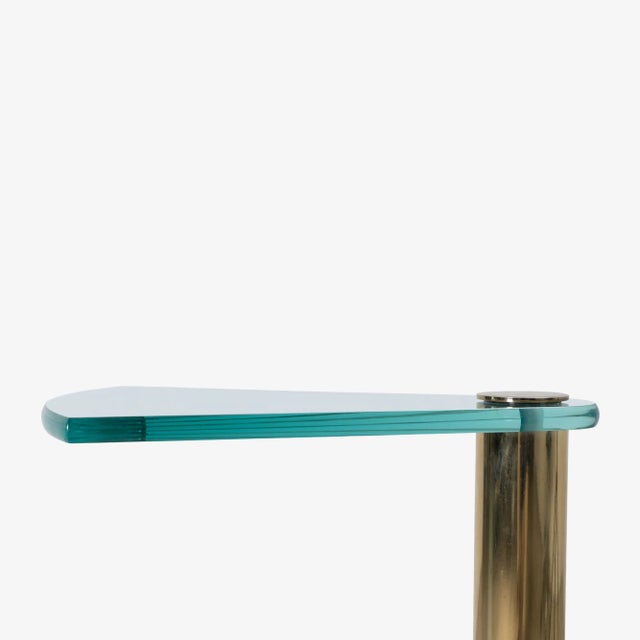 Metal Pace Collection Wedge Accent Cigar Drinks Table in Polished Brass by Leon Rosen For Sale - Image 7 of 12