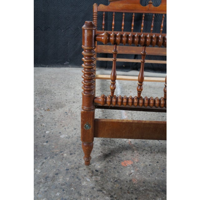 Wood Vintage Pennsylvania House Jenny Lind Style Cherry Full Size Spindle Bed For Sale - Image 7 of 12