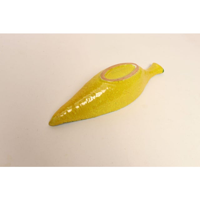 Yellow Italian Modernist Yellow, Orange, and Green Glazed Ceramic Fish Form Vide Poche For Sale - Image 8 of 14