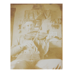 Early 20th Century Albumen Photograph Man Playing Fiddle Violin