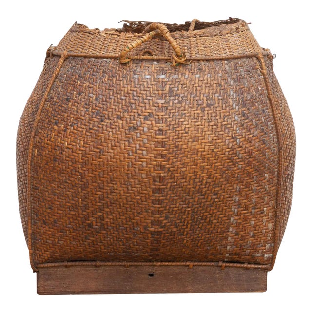 19th Century Rattan "Tharu" Basket From Nepal For Sale