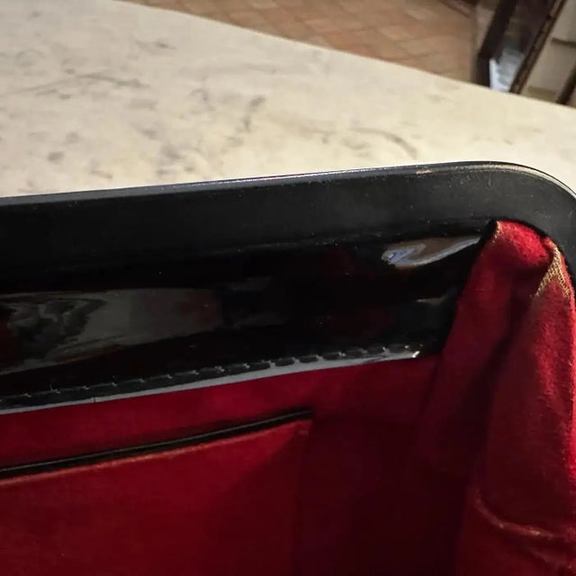 Metal 1950s Art Deco Black Velvet Italian Top Handle Bag For Sale - Image 7 of 13