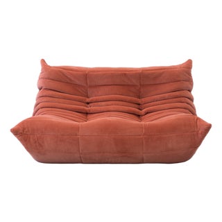 Togo Two-Seat Sofa in Coral Corduroy by Michel Ducaroy for Ligne Roset For Sale