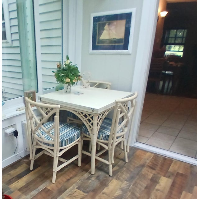 Wood Vintage Bamboo Dining Set With Extendable Table, With 4 Chairs For Sale - Image 7 of 7