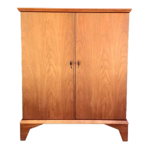 1960s Mid Century Modern Teak Convertible Flip Top Dry Bar Cabinet