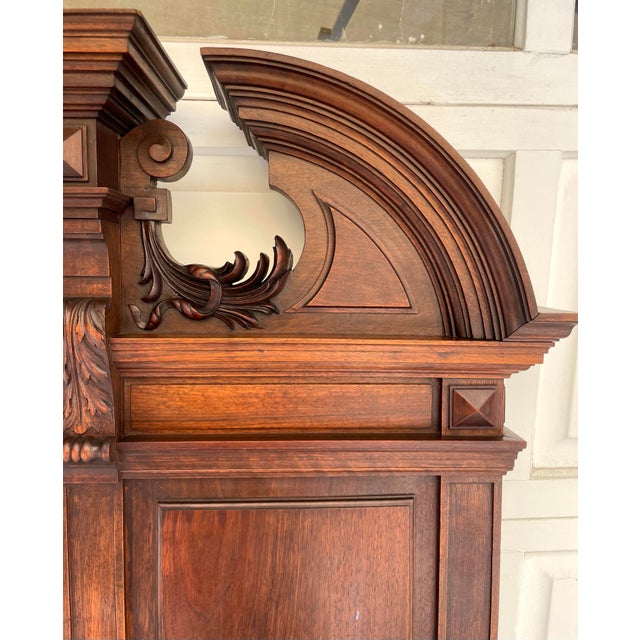 Antique Neoclassical Renaissance Don Quixote Carved Wood Double Bedframe For Sale - Image 9 of 12