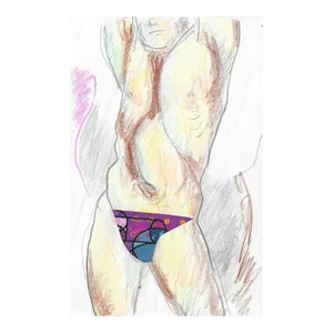 James Bone Male Nude Collage and Drawing