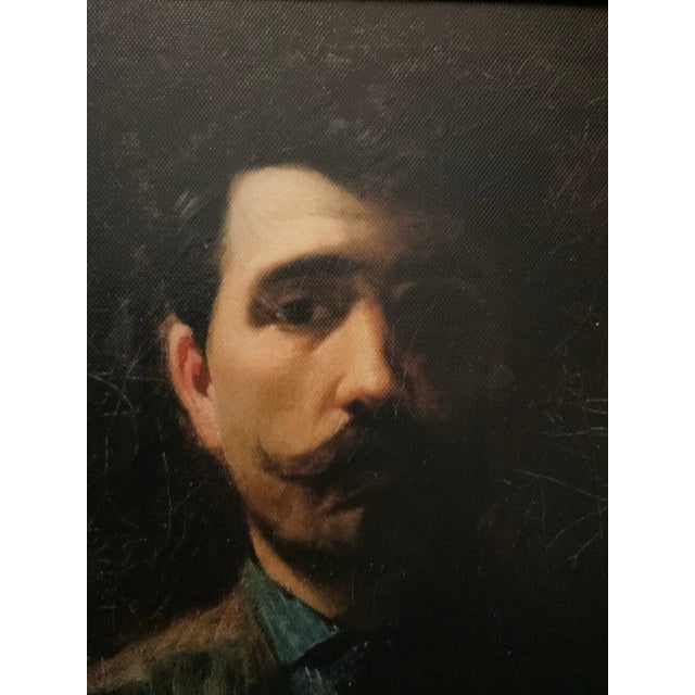Modern Portrait of a Man With Mustache Giclee Print on Canvas Framed For Sale - Image 3 of 5