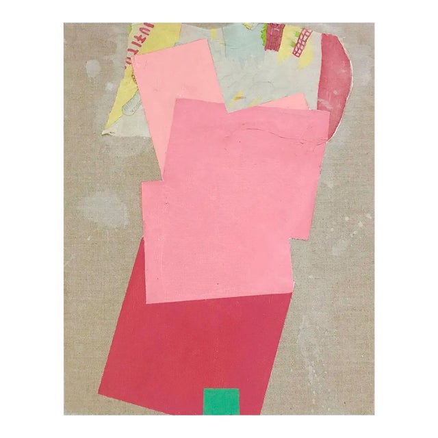 Contemporary Abstract Oil, Fabric, Pencil on Linen Painting "Ufi" by Jean Feinberg For Sale