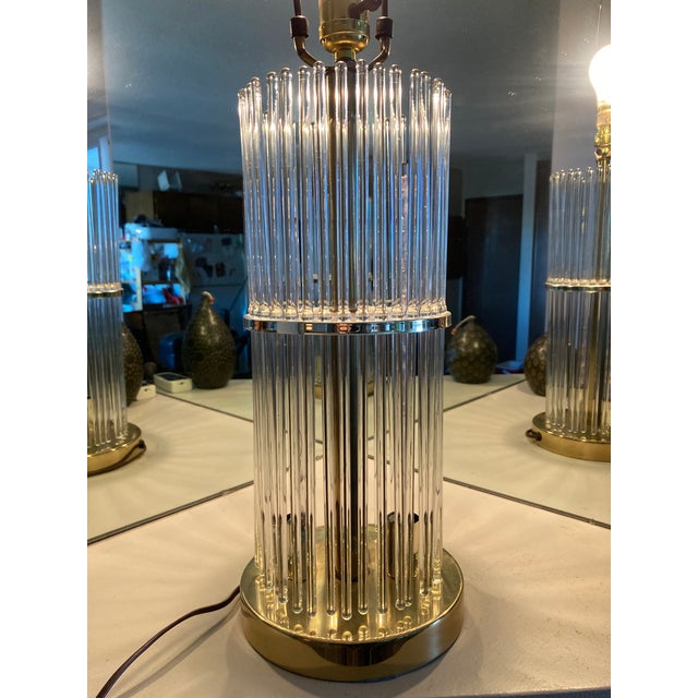 Metal 1970s Glass Rod Table Lamp in the Style of Sciolari For Sale - Image 7 of 9