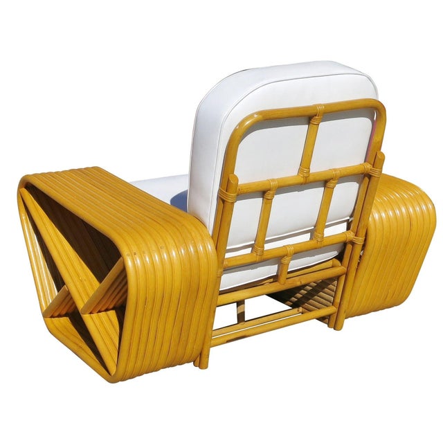 1950s Restored 10 Strand Square Pretzel Rattan Lounge Chair Paul Frankl Style For Sale In Los Angeles - Image 6 of 9