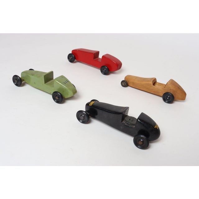 1950s Set of Four Vintage Painted Pinewood Racers For Sale - Image 5 of 18