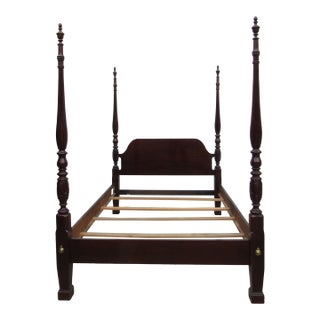 1980s Thomasville Cherry Poster Bed Rice Queen Size Carved For Sale