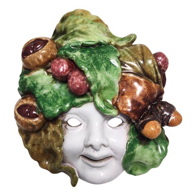 Vintage Earthware Commedia Mask attributed to Eugenio Pattarino, Florence, 1960s For Sale